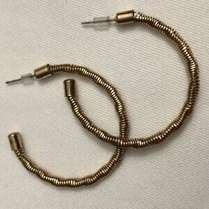 Wrapped Accent Hoop Earrings Gold Tone